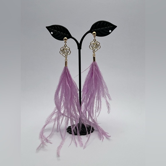 Long Dangle Pink Feather Hippie Chic Earrings - Flirty Boho Chic Earrings - Picture 14 of 15